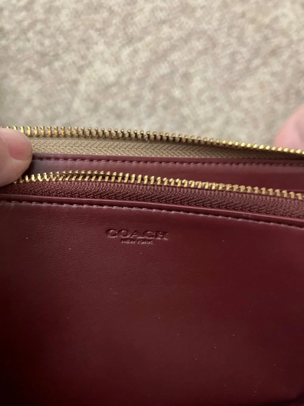 Coach Pebbled Leather Zip Wallet in Taupe with Gold Hardware - Picture 10 of 10